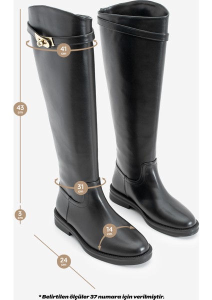 Kadın Tokalı Binici Günlük Çizme Velote