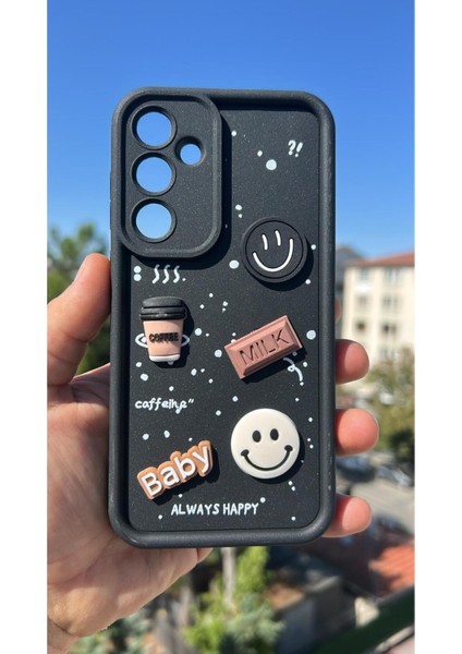 Samsung Galaxy S24 Kılıf Çıkartmalı Desenli Kamera Korumalı Kılıf