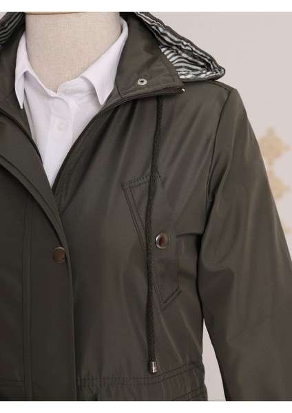 Astarı Çizgili Trençkot -Haki modelleri