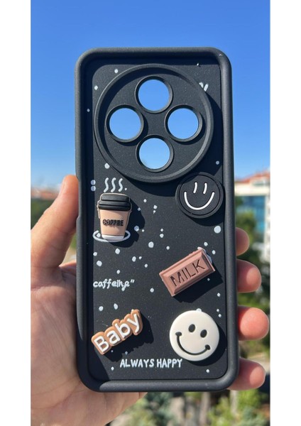 Xiaomi Redmi 14C - Poco C75 Kılıf Çıkartmalı Desenli Kamera Korumalı Kılıf