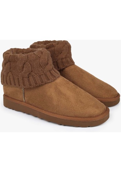 Kadın Uggia Taba Süet Örgü Tozluk Detaylı Bot