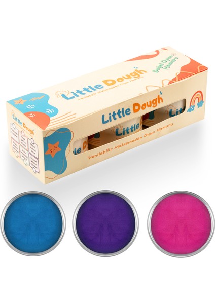 - 3'lü Doğal Oyun Hamuru - 3*150GRAM - Mavi, Mor, Pembe
