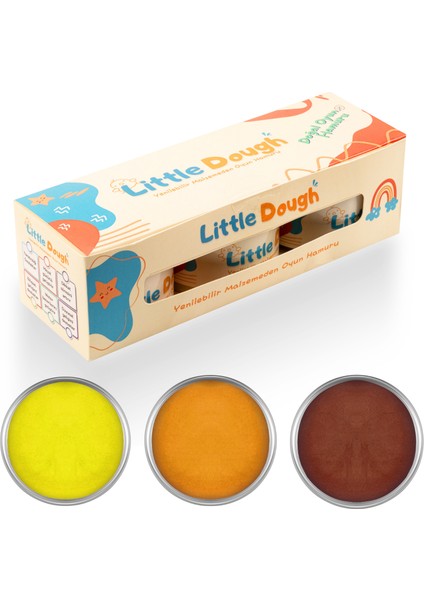 - 3'lü Doğal Oyun Hamuru - 3*150GRAM - Sarı, Turuncu, Kahverengi