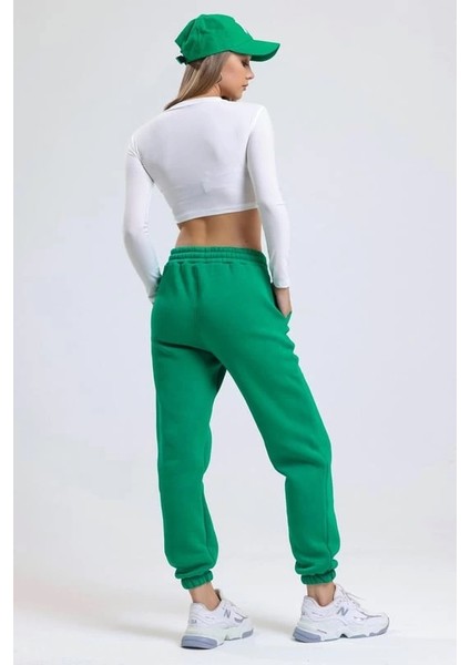 3 Iplik Şardonlu Paça Lastikli Eşofman Yeşil IS001 modelleri