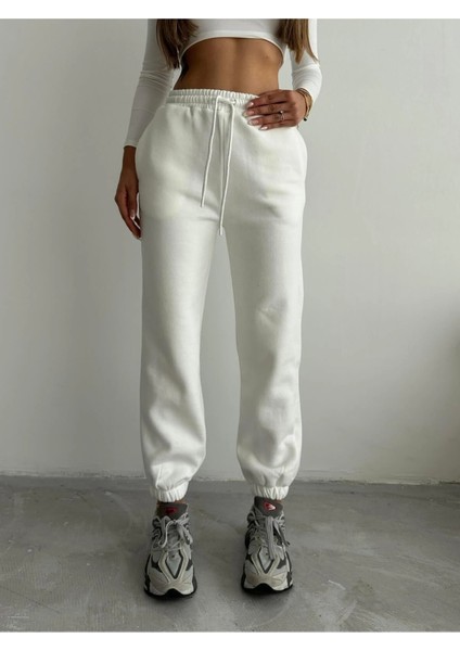 3 Iplik Şardonlu Paça Lastikli Eşofman Beyaz IS001 fırsatları