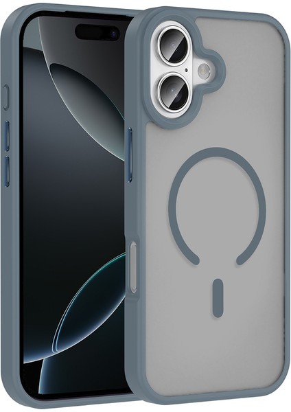 iPhone Uyumlu 17 Kılıf M-Safe Şarj Özellikli Mat Arka Yüzey Zore Sio Kapak-Gri