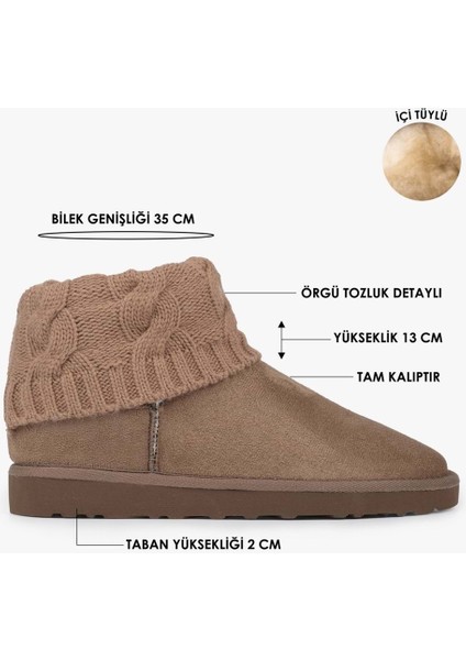 Kadın Uggia Vizon Süet Örgü Tozluk Detaylı Bot indirimleri