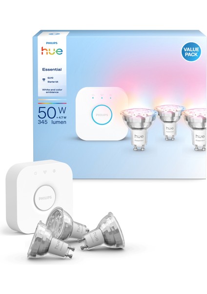 Hue Essential 3'lü GU10 Spot Başlangıç Seti 345 Lumen