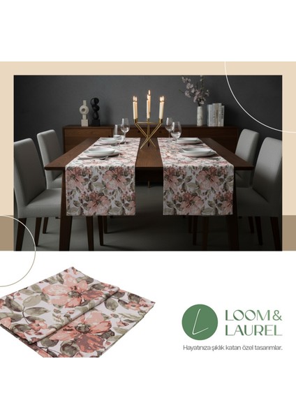 Jakarlı Dokuma Dekoratif Runner 45 x 140 cm Pembe Çiçekli modelleri