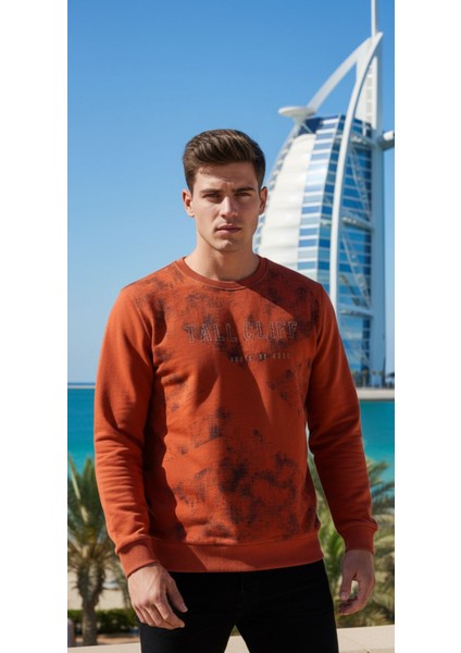 UNİSEX BİSİKLET YAKA BASKILI BEYZİK UZUN KOL SWEATSHİRT indirimleri