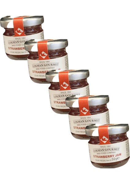 Mini Reçel Çilek Reçeli Cam 32 Gr. x 5 Adet