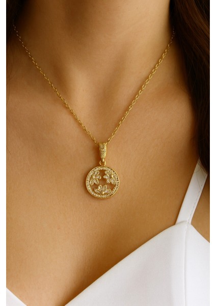 Zarif Zirkon Taşlı Oval Çiçek Tasarım Renk Atmaz Kararmaz Kadın Çelik Kolye indirimleri