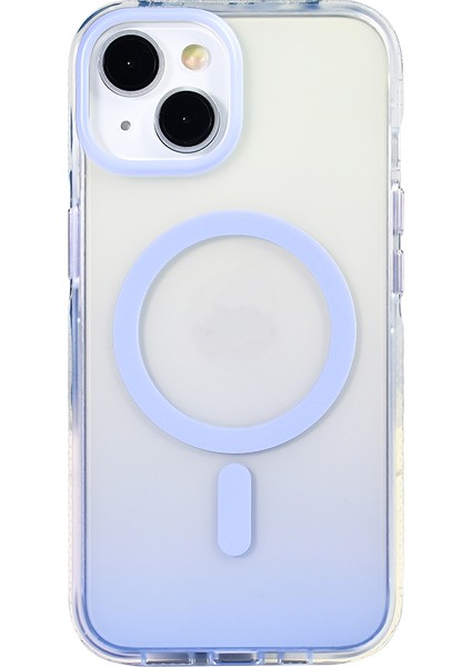 iPhone Uyumlu 13 Kılıf M-Safe Şarj Özellikli Transparan Renk Geçişli Zore Toros Kapak-Lila