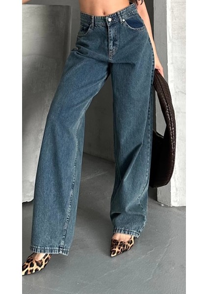 Baggy Kar Yıkama Yeşil Tint Jeans Pantolon D2007