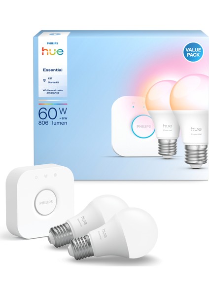 Hue Essential 2'li E27 Ampul Başlangıç Seti 806 Lumen