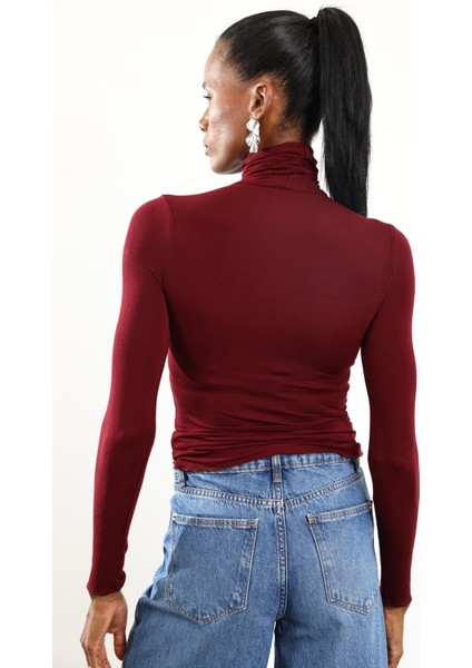 Bordo Boğazlı Transparan Bluz 25226 fırsatları