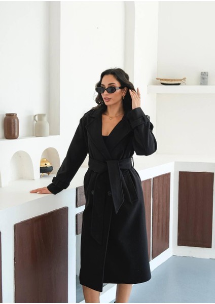 Premium Oversize Modern Siyah Kaşe Kaban indirimleri