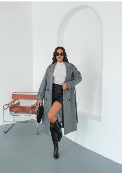 Premium Oversize Modern Gri Kaşe Kaban modelleri