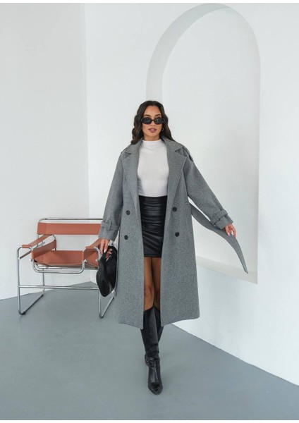 Premium Oversize Modern Gri Kaşe Kaban fırsatları
