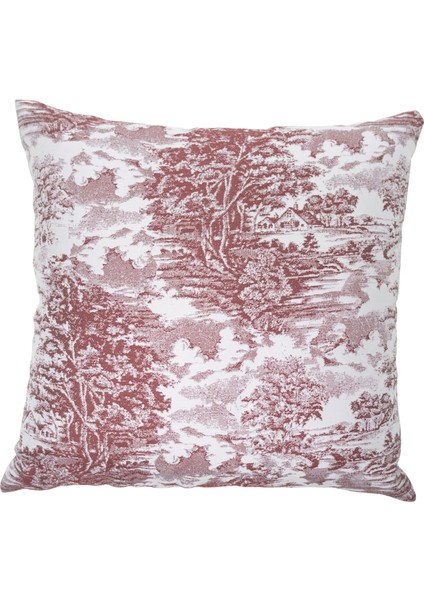 Yüksek Kaliteli Desenli Jakarlı Dokuma Kumaş Kırlent 45 x 43 cm (İçi Dolu) Bordo Ağırlıklı