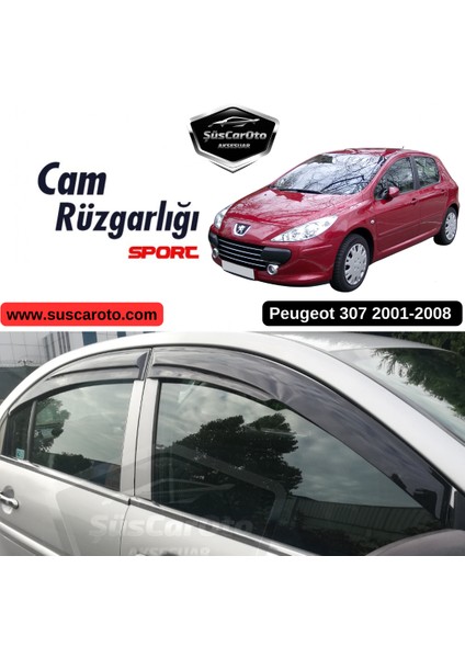 Peugeot 307 2001-2008 Uyumlu Mugen Cam Rüzgarlığı Seti Piano Black 4'lü Ithal