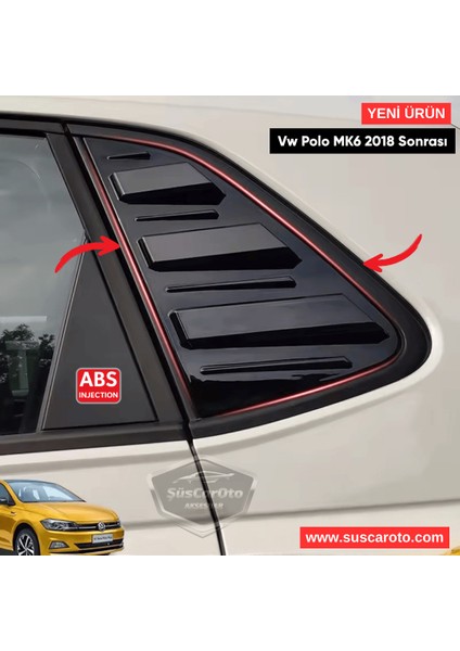 Vw Polo Mk6 2018 Sonrası Uyumlu Kelebek Cam Izgarası Kelebek Cam Vizörü Ithal Havalandırma Sağ Sol Takım Parlak Siyah 1.sınıf ONP342