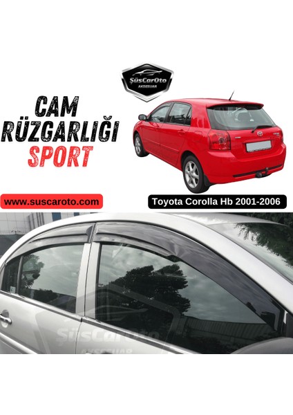 Toyota Corolla Hb 2001-2006 Uyumlu Mugen Cam Rüzgarlığı Seti Piano Black 4'lü Ithal Parlak Siyah