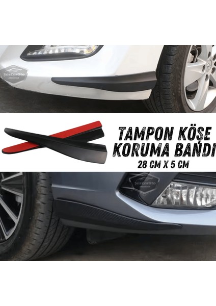 Üniversal Her Araca Uyumlu Esnek Tampon Köşesi Koruma Bandı Tampon Köşe Koruyucu Şerit Yumuşak Bant 2 Parça Siyah 28 cm ONP488