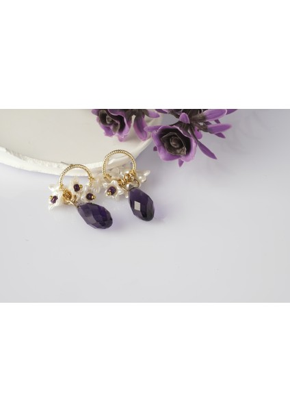 Passion Petal Çok Renkli İncili Çiçekli Kadın Küpe indirimleri