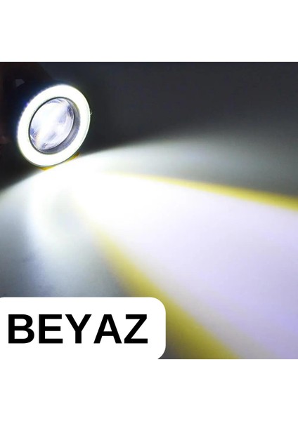 Renault Clio 3 2005-2013 Uyumlu Üniversal Mercekli Angel Sis Farı Metal Su Geçirmez 76 mm Beyaz Halkalı Gündüz Farı Angel Eyes 2 Adet