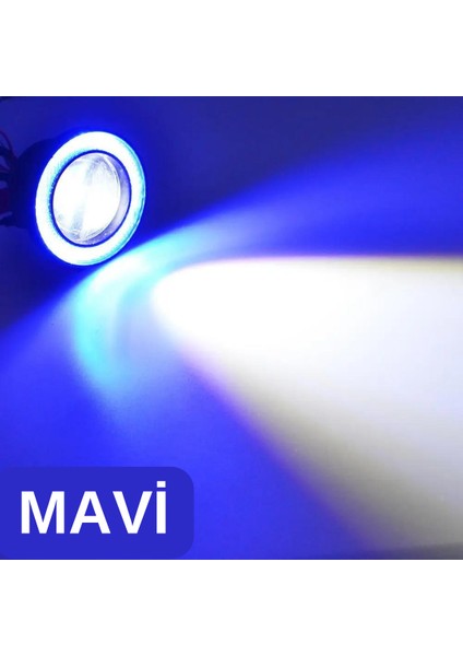 Renault Clio 3 2005-2013 Uyumlu Üniversal Mercekli Angel Sis Farı Metal Su Geçirmez 76 mm Mavi Halkalı Gündüz Farı Angel Eyes 2 Adet
