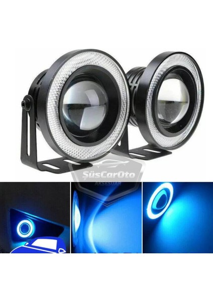 Peugeot Boxer Uyumlu Üniversal Mercekli Angel Sis Farı Metal Su Geçirmez 76 mm Buz Mavi Halkalı Gündüz Farı Angel Eyes 2 Adet fiyatları