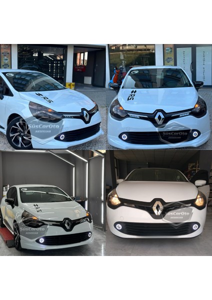 Renault Clio 4 2012-2020 Uyumlu Üniversal Mercekli Angel Sis Farı Metal Su Geçirmez 76 mm Buz Mavi Halkalı Gündüz Farı Angel Eyes 2 Adet modelleri