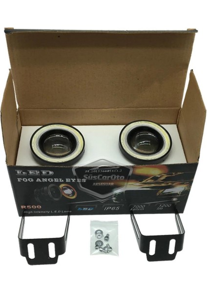 Peugeot 301 2012-2021 Uyumlu Üniversal Mercekli Angel Sis Farı Metal Su Geçirmez 76 mm Turuncu Halkalı Gündüz Farı Angel Eyes 2 Adet