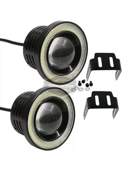 Fiat Doblo D1 2000-2005 Uyumlu Üniversal Mercekli Angel Sis Farı Metal Su Geçirmez 76 mm Turuncu Halkalı Gündüz Farı Angel Eyes 2 Adet