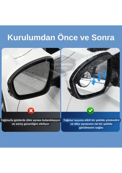 Oto Araç Açısı Ayarlanabilir Yuvarlak Kör Nokta Aynası ve Ayna Yağmur Koruyucu Önleyici Yağmur Siperliği Karbon ONP106