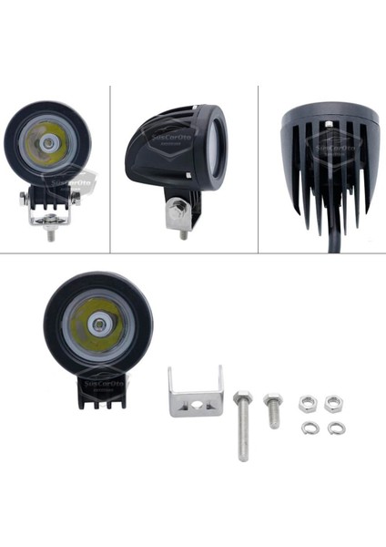 Yuvarlak Tek LED Bar Beyaz Sis Farı Araç Motosiklet Off Road Atv Forklift LED Lamba Projektör Metal Arazi Çalışma Lambası 1 Adet 10W
