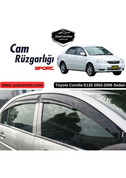 Toyota Corolla E120 2002-2006 Sedan Uyumlu Mugen Cam Rüzgarlığı Seti Piano Black 4'lü Ithal