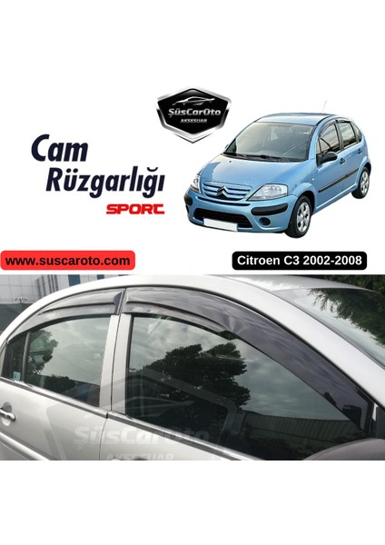 Citroen C3 2002-2008 Uyumlu Mugen Cam Rüzgarlığı Seti Piano Black 4'lü Ithal