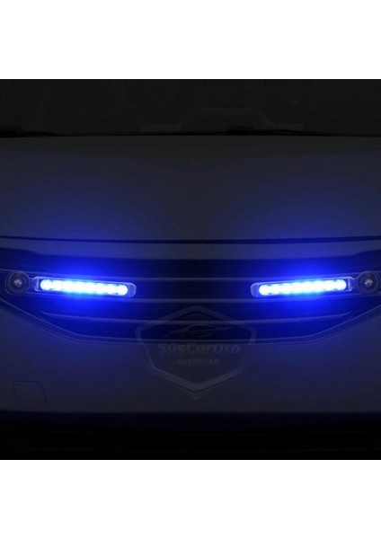 Araç Oto Rüzgar Enerjili Kablosuz 8 Ledli Gündüz Farı Araba Fırfırlı Elektriksiz Gündüz Ledi Lamba Su Geçirmez Mavi