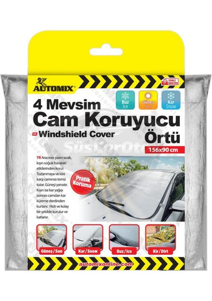4 Mevsim Oto Ön Cam Brandası Araç Camı Buzlanma Önleyici ve Koruyucu Branda Cam Üstü Kar Örtüsü Buz Brandası Güneş Önleyici 156 x 90 cm fiyatları