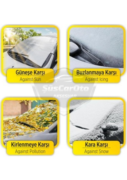 4 Mevsim Oto Ön Cam Brandası Araç Camı Buzlanma Önleyici ve Koruyucu Branda Cam Üstü Kar Örtüsü Buz Brandası Güneş Önleyici 156 x 90 cm modelleri