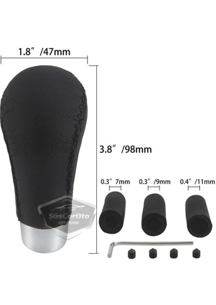 Üniversal Siyah Dikişli Deri Spor Görünümlü Vites Topuzu Aparatlı Manuel Vites Kolu ONV231 modelleri