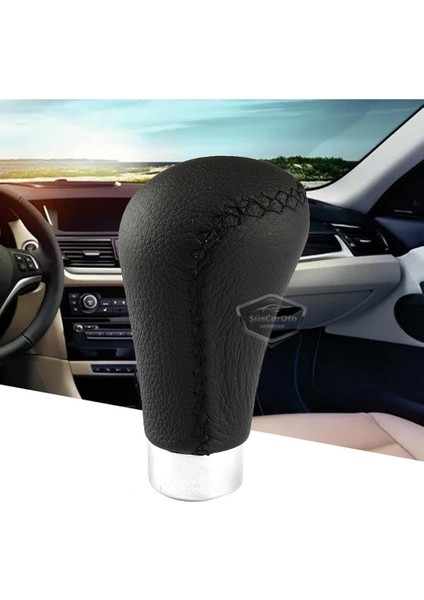 Üniversal Siyah Dikişli Deri Spor Görünümlü Vites Topuzu Aparatlı Manuel Vites Kolu ONV231