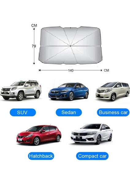 Oto Katlanabilir Güneşlik Şemsiye Ön Cam Gölgelik Özel Esnek Saplı Güneş Koruyucu 132 cm x 77 cm indirimleri