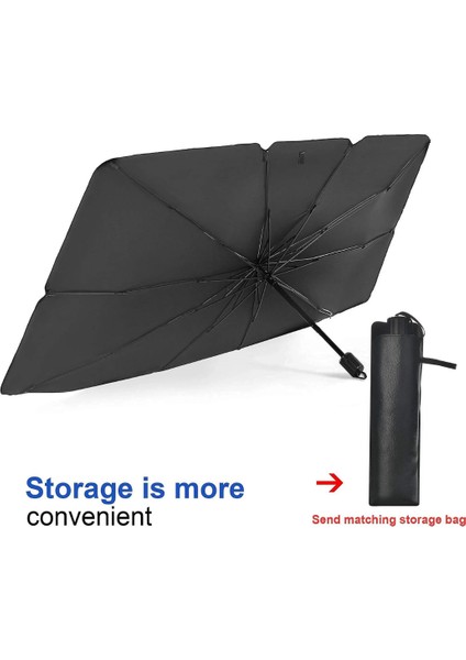 Oto Katlanabilir Güneşlik Şemsiye Ön Cam Gölgelik Özel Esnek Saplı Güneş Koruyucu 132 cm x 77 cm