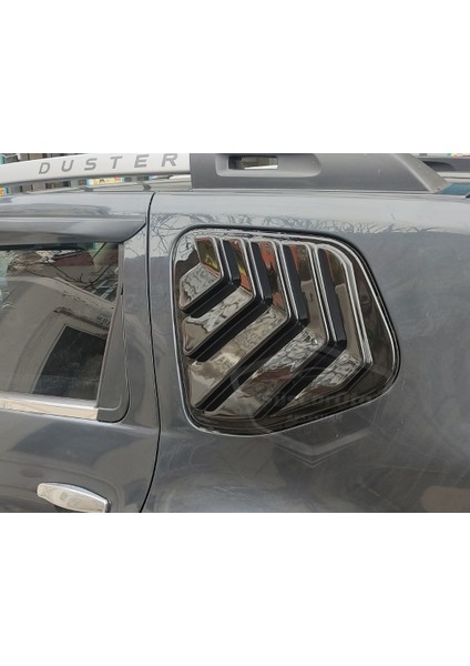 Dacia Duster 2010-2017 Uyumlu Kelebek Cam Izgarası Kelebek Cam Vizörü Havalandırma Sağ Sol Takım Parlak Siyah DST43