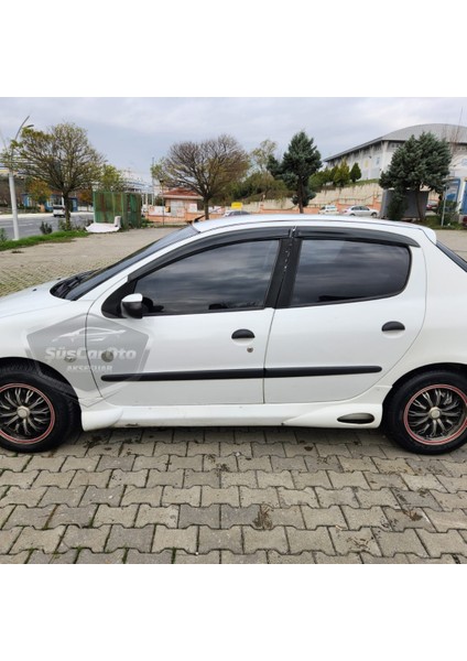 Peugeot 206 206+ 1998-2012 Uyumlu Mugen Cam Rüzgarlığı Seti Piano Black 4'lü Ithal