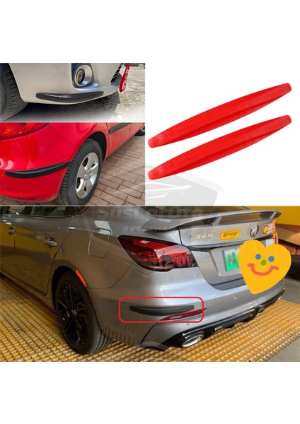 5d Esnek Tampon Koruma Bandı Tampon Koruyucu Şerit Yumuşak Bant 2 Li Paket Kırmızı Karbon