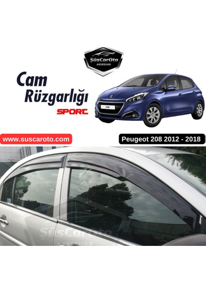 Peugeot 208 2012-2018 Uyumlu Mugen Cam Rüzgarlığı Seti Piano Black 4'lü Ithal
